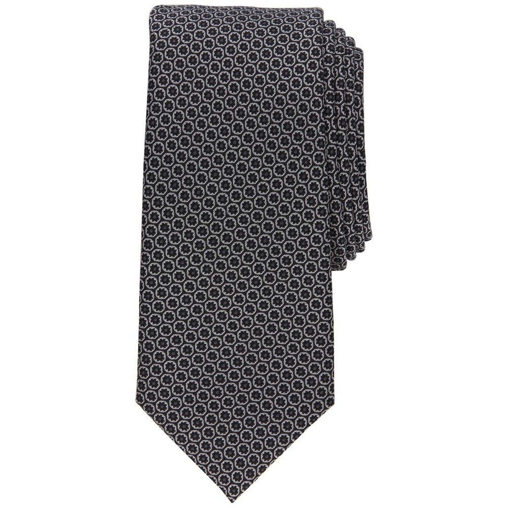 Alfani Mens Tie One Size Black Abby Neat Slim Necktie Alfatech Luxury NWT